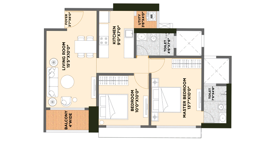 Anantaraa Dhokali 1 BHK Floor Plan Anantaraa Dhokali 1 BHK Floor Plan