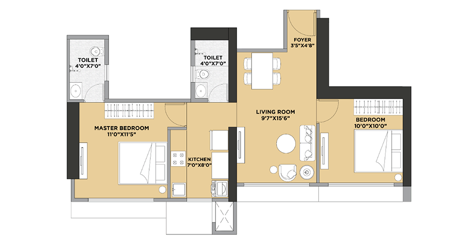 Vakratunda Kolshet 2 BHK Floor Plan Vakratunda Kolshet 2 BHK Floor Plan